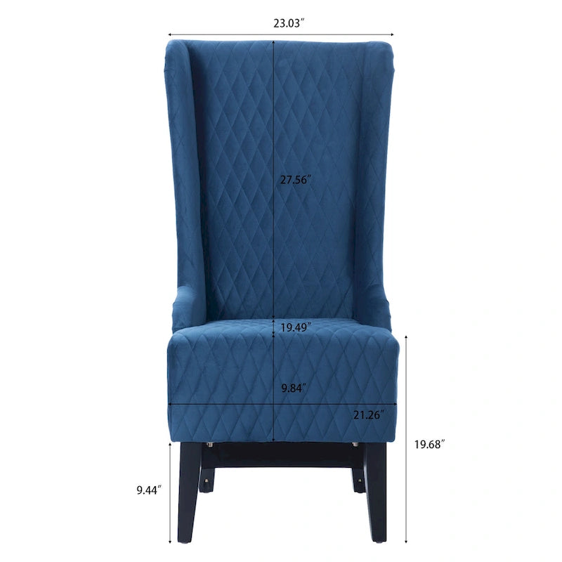 Upholstered Velvet Accent Chair with High Wingback and Wooden Legs