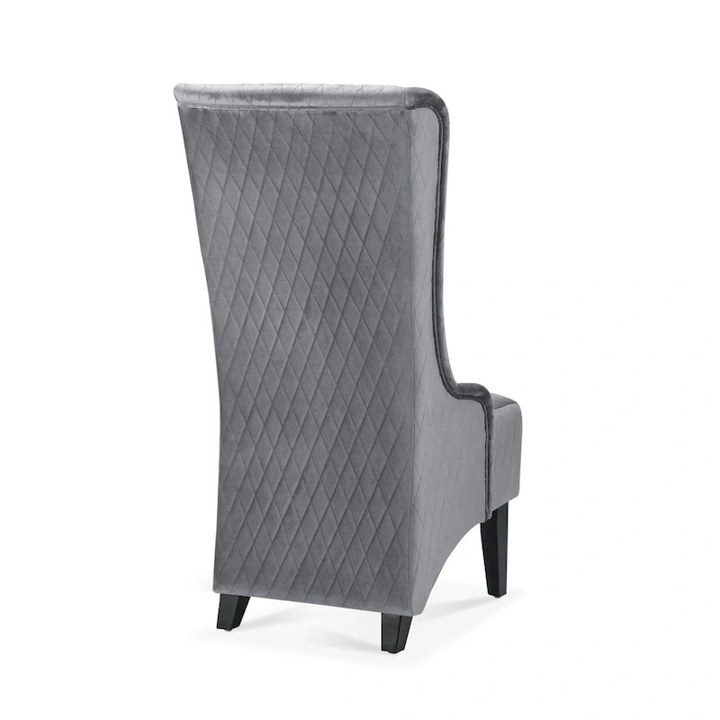 Upholstered Velvet Accent Chair with High Wingback and Wooden Legs