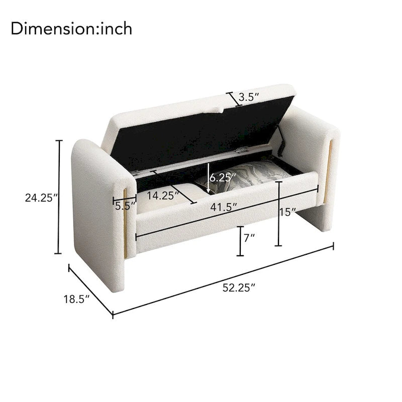 Modern Bed End Bench with Arms and Storage,Upholstered Foot Rest Stool