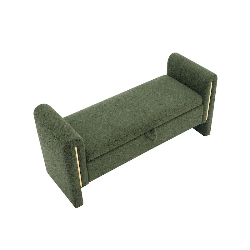 Modern Bed End Bench with Arms and Storage,Upholstered Foot Rest Stool