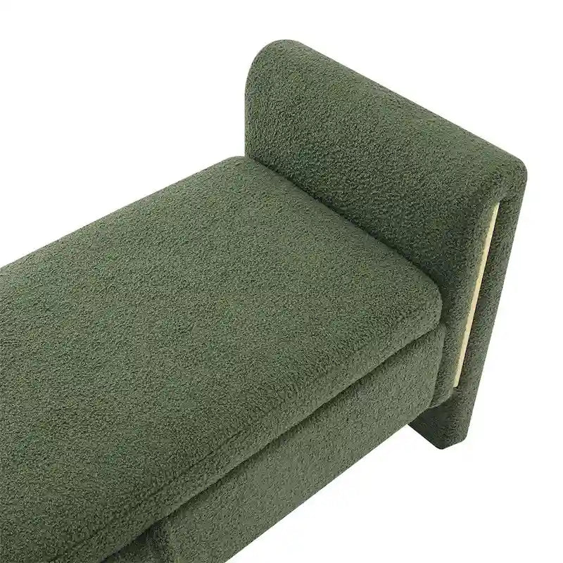 Modern Bed End Bench with Arms and Storage,Upholstered Foot Rest Stool
