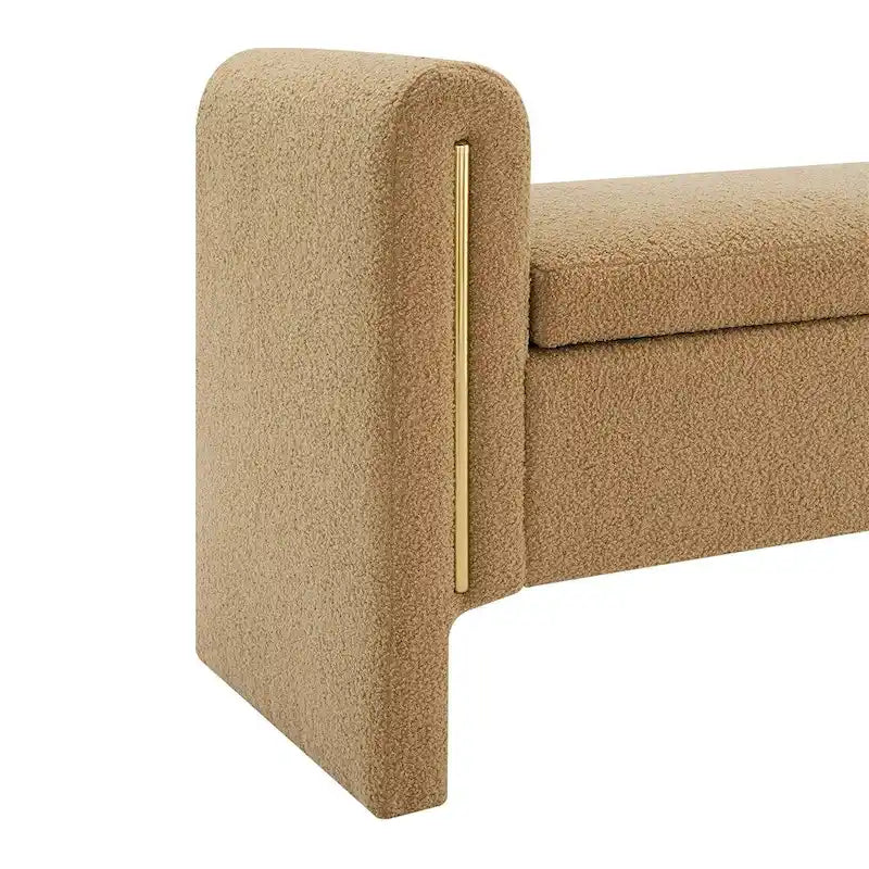 Modern Bed End Bench with Arms and Storage,Upholstered Foot Rest Stool