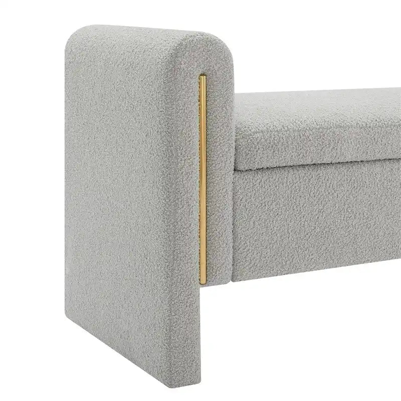 Modern Bed End Bench with Arms and Storage,Upholstered Foot Rest Stool