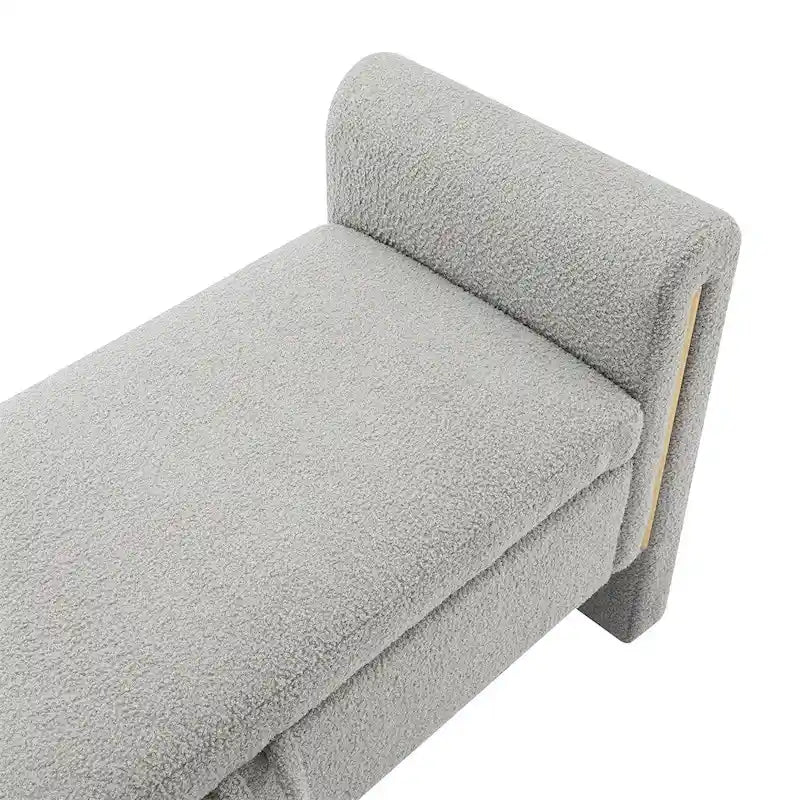Modern Bed End Bench with Arms and Storage,Upholstered Foot Rest Stool
