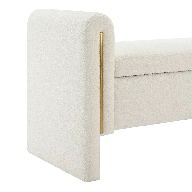 Modern Bed End Bench with Arms and Storage,Upholstered Foot Rest Stool