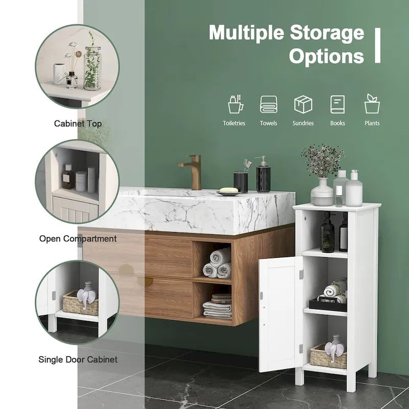 Bathroom Floor Storage Cabinet Free Standing w/ Single Door