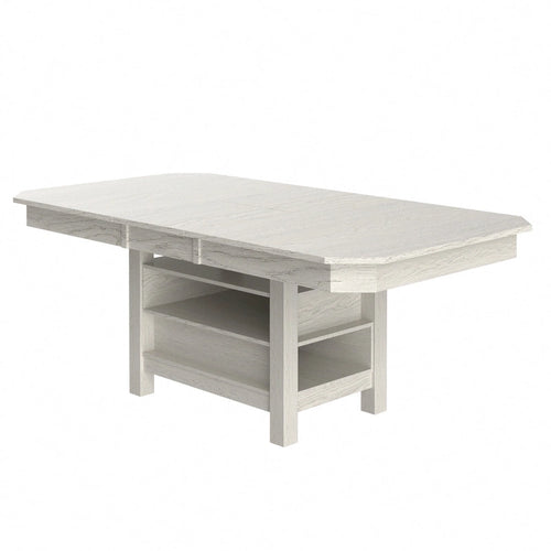 78-inch Modern Solid Wood Rectangular Extendable Dining Table with 3 Tier Strorage Shelf