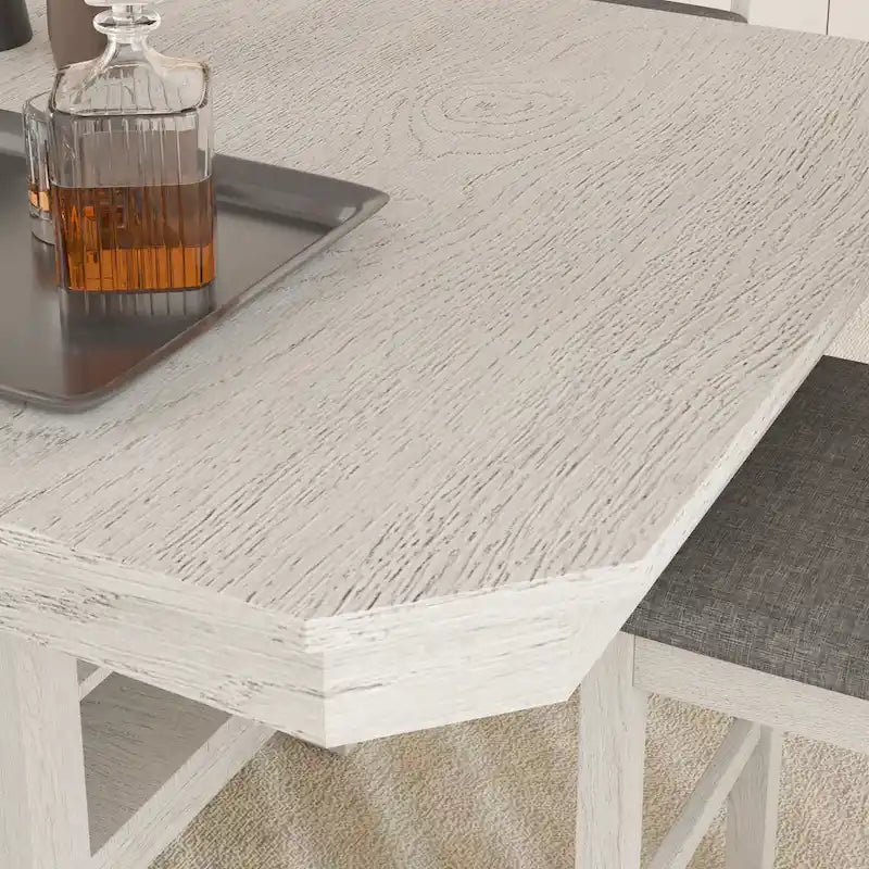 78-inch Modern Solid Wood Rectangular Extendable Dining Table with 3 Tier Strorage Shelf