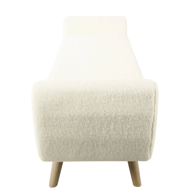 Storage Bench Ottoman with Arms, Cream Sherpa, Brown, 60 Inch