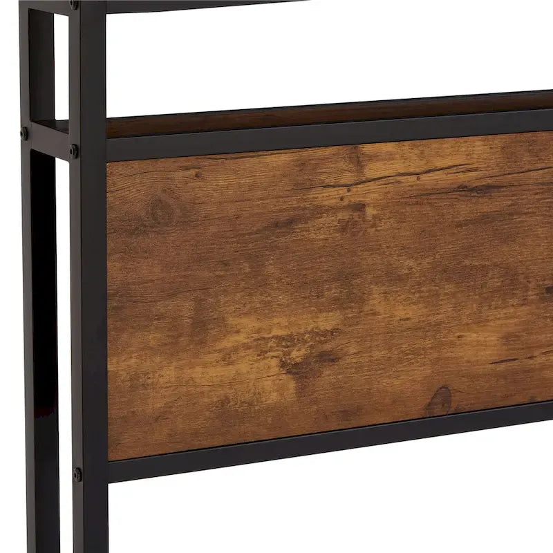 Queen Size Metal Platform Bed with LED Lights and Wooden Headboard