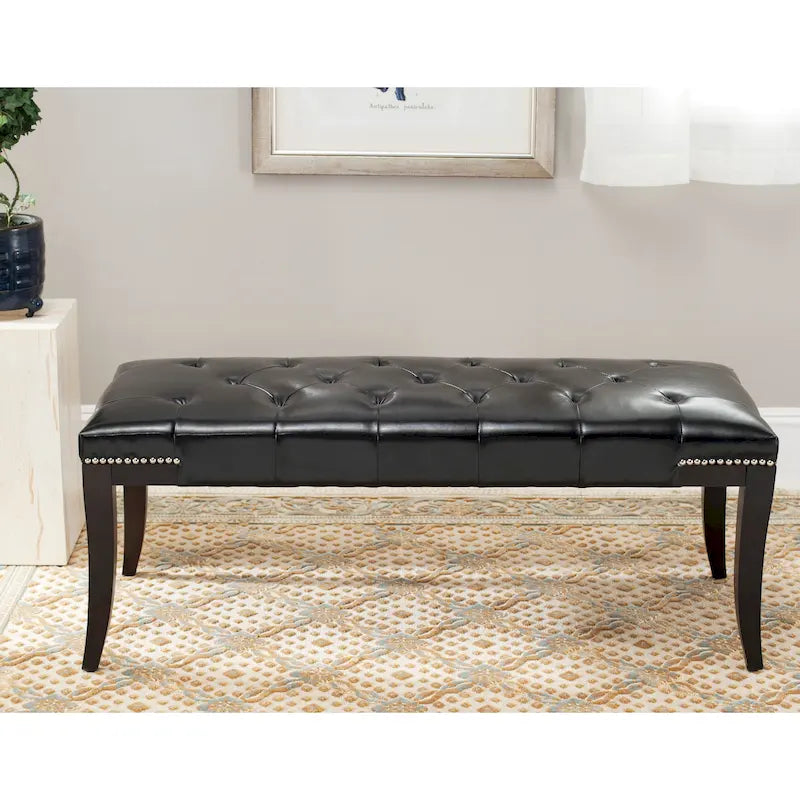 Leia Cream Tufted Nailhead Bench - 48Wx20Dx19H