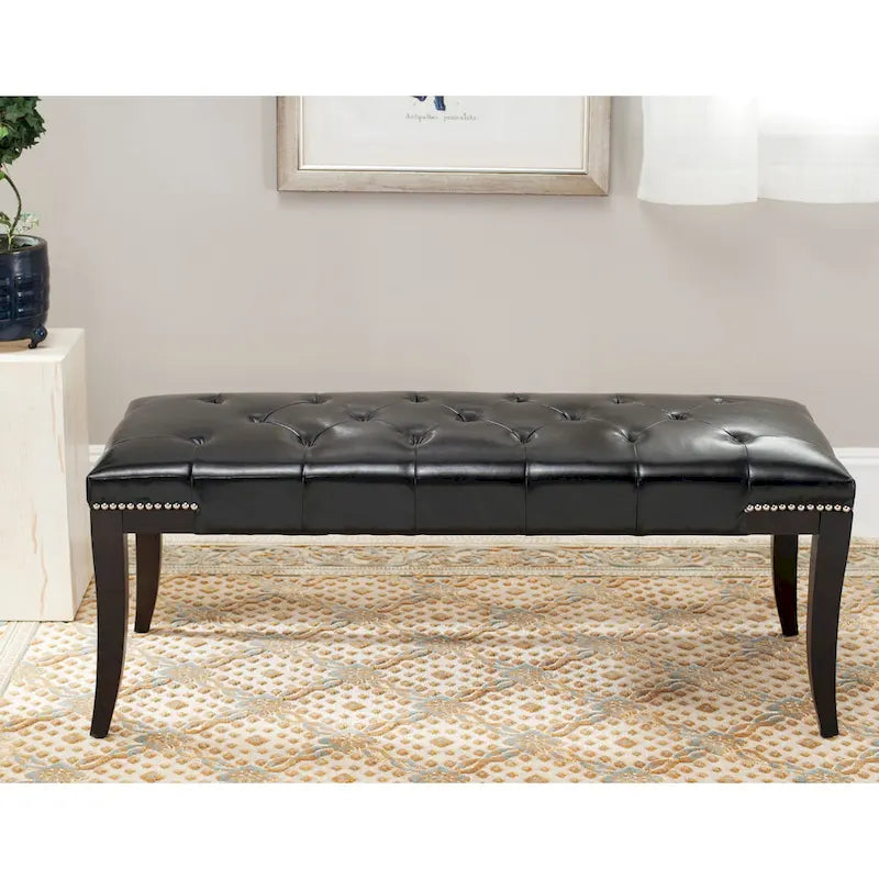 Leia Cream Tufted Nailhead Bench - 48Wx20Dx19H