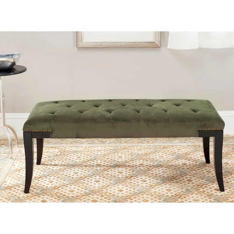 Leia Cream Tufted Nailhead Bench - 48Wx20Dx19H