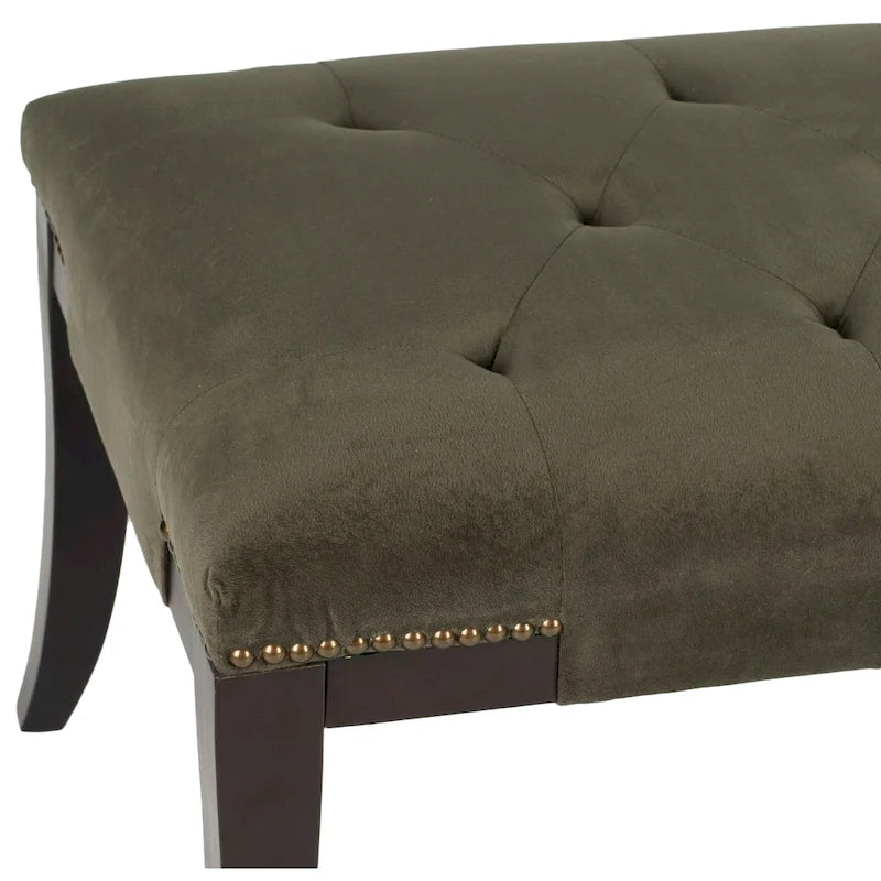 Leia Cream Tufted Nailhead Bench - 48Wx20Dx19H