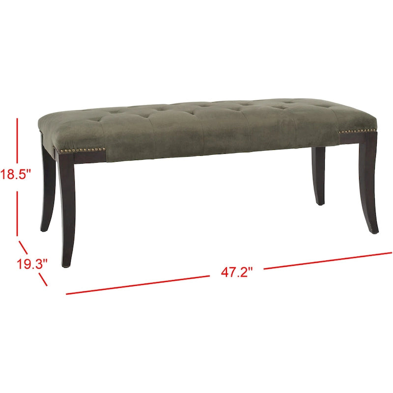 Leia Cream Tufted Nailhead Bench - 48Wx20Dx19H