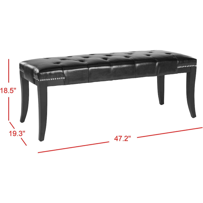 Leia Cream Tufted Nailhead Bench - 48Wx20Dx19H