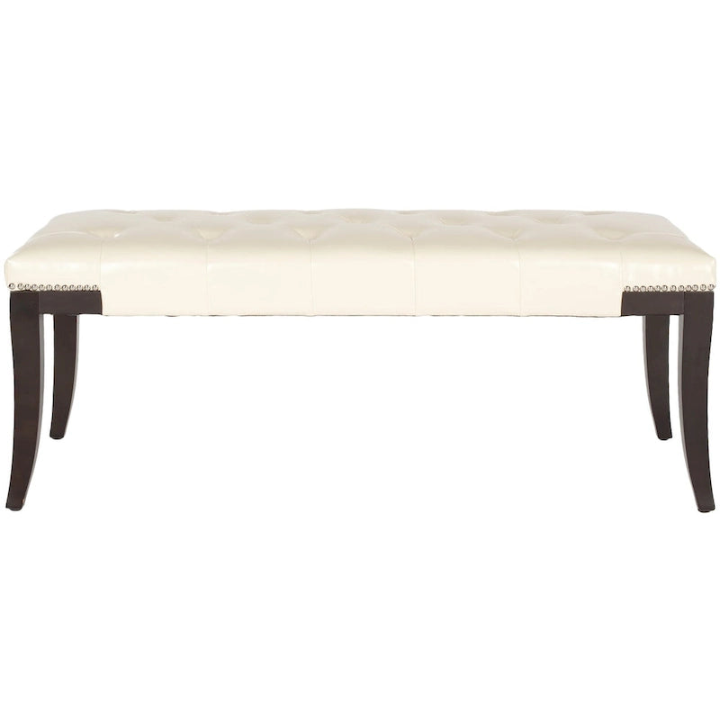Leia Cream Tufted Nailhead Bench - 48Wx20Dx19H