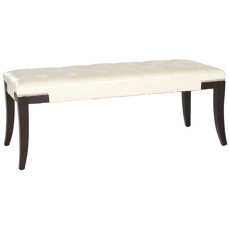 Leia Cream Tufted Nailhead Bench - 48Wx20Dx19H