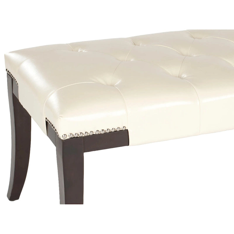 Leia Cream Tufted Nailhead Bench - 48Wx20Dx19H