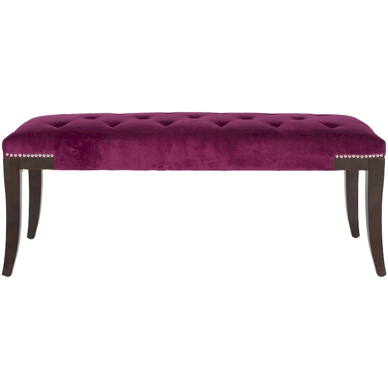 Leia Cream Tufted Nailhead Bench - 48Wx20Dx19H