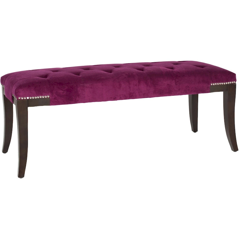 Leia Cream Tufted Nailhead Bench - 48Wx20Dx19H