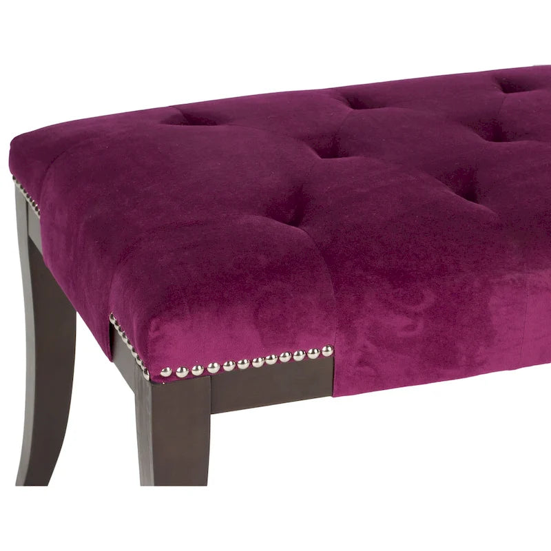 Leia Cream Tufted Nailhead Bench - 48Wx20Dx19H