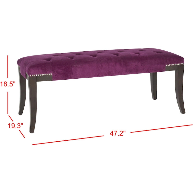 Leia Cream Tufted Nailhead Bench - 48Wx20Dx19H