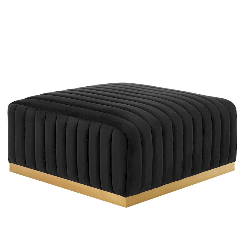 Channel Tufted Performance Velvet Ottoman