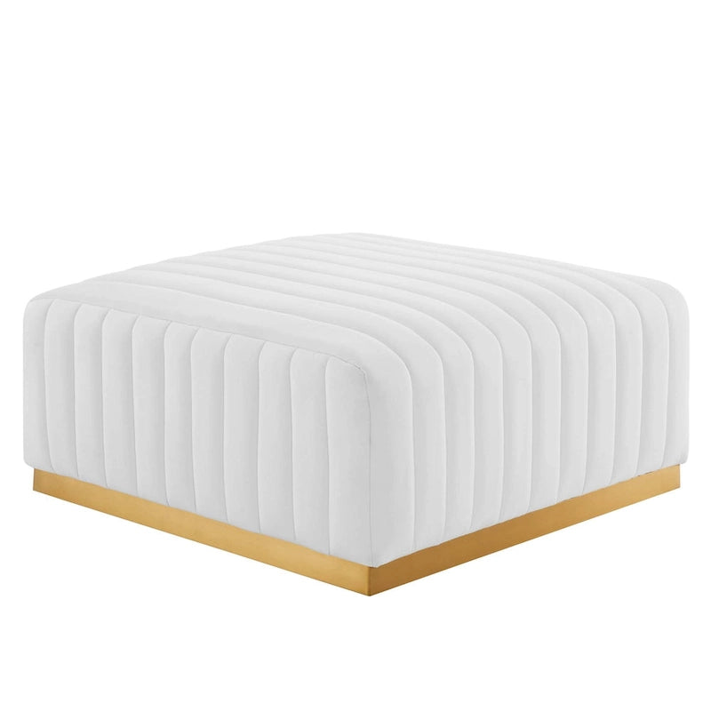 Channel Tufted Performance Velvet Ottoman