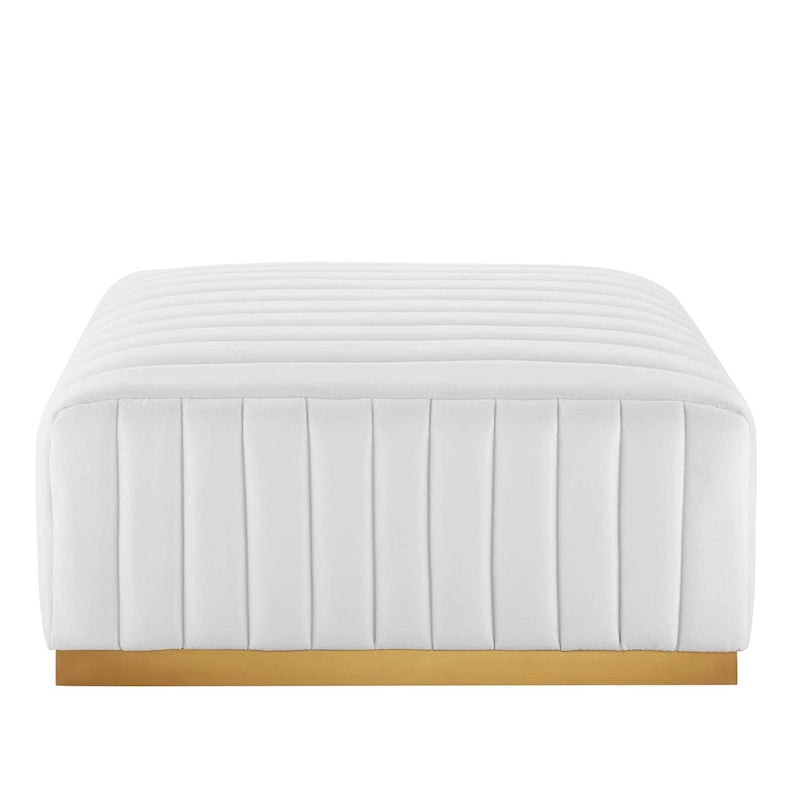 Channel Tufted Performance Velvet Ottoman