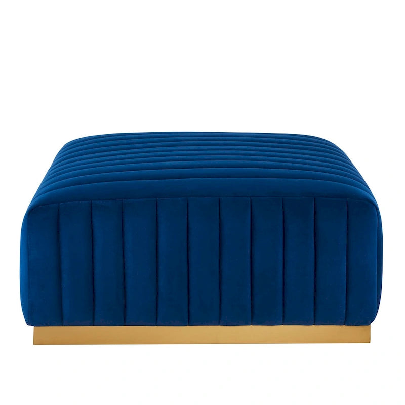Channel Tufted Performance Velvet Ottoman