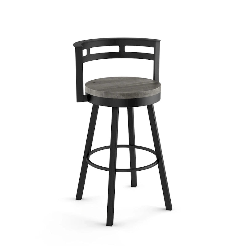 Swivel Counter Stool with Distressed Wood Seat