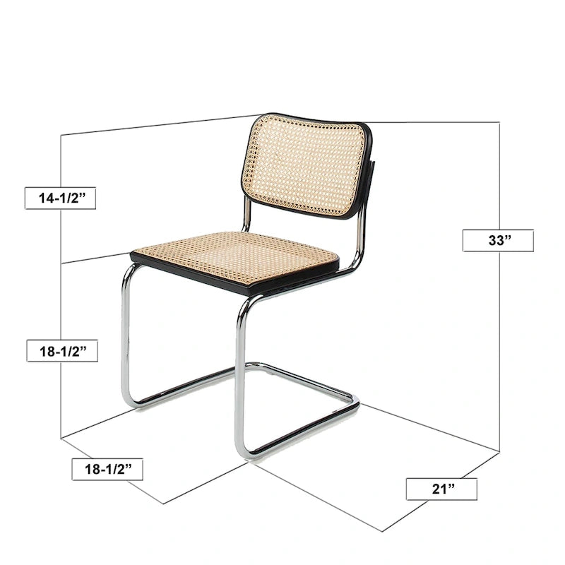 Cane Dining Chair in Chrome and Black