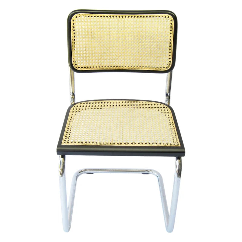 Cane Dining Chair in Chrome and Black