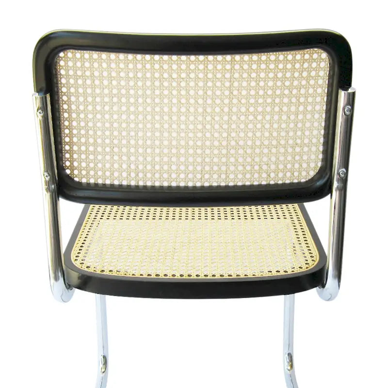 Cane Dining Chair in Chrome and Black