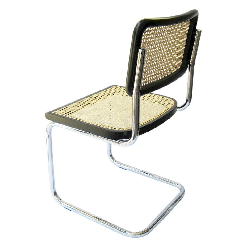 Cane Dining Chair in Chrome and Black