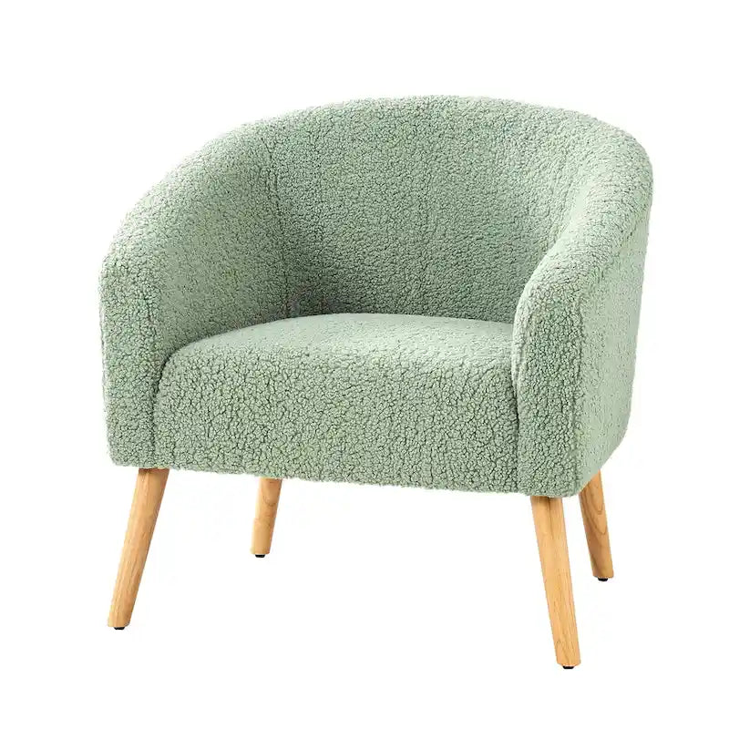 Modern 31W Boucle Armchair with Solid Wood Legs by