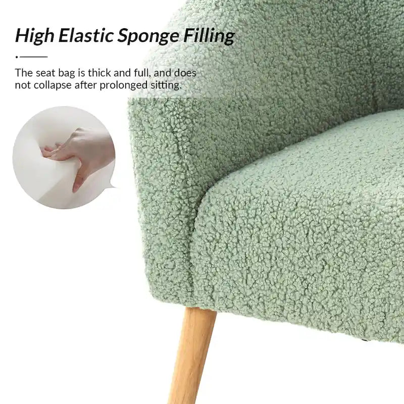 Modern 31W Boucle Armchair with Solid Wood Legs by