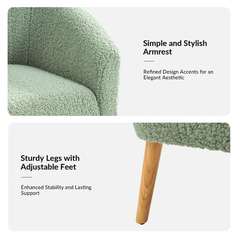 Modern 31W Boucle Armchair with Solid Wood Legs by