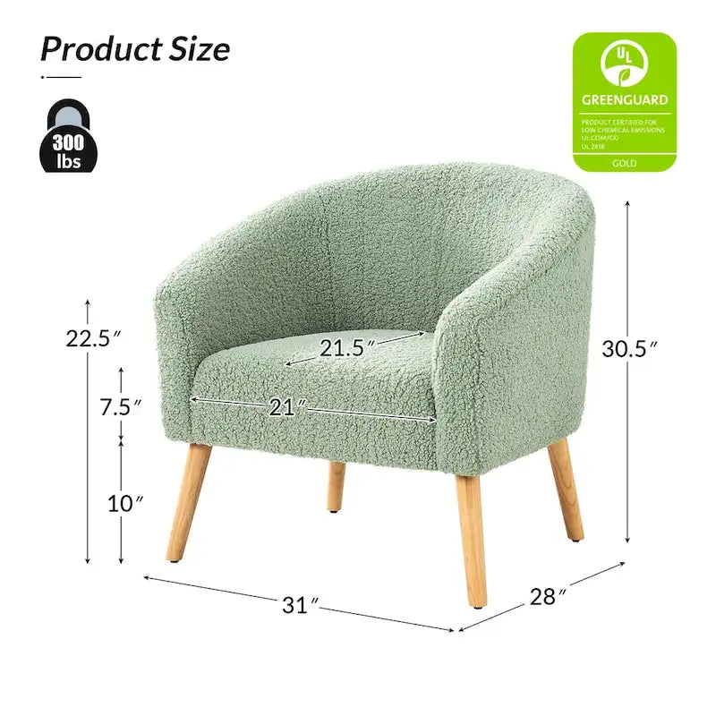 Modern 31W Boucle Armchair with Solid Wood Legs by