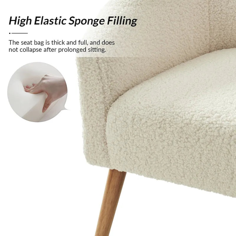 Modern 31W Boucle Armchair with Solid Wood Legs by