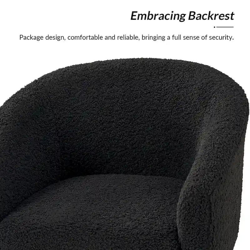 Modern 31W Boucle Armchair with Solid Wood Legs by