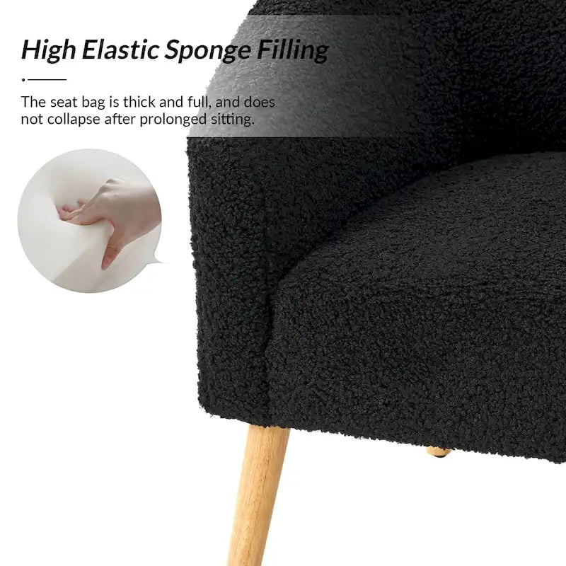 Modern 31W Boucle Armchair with Solid Wood Legs by
