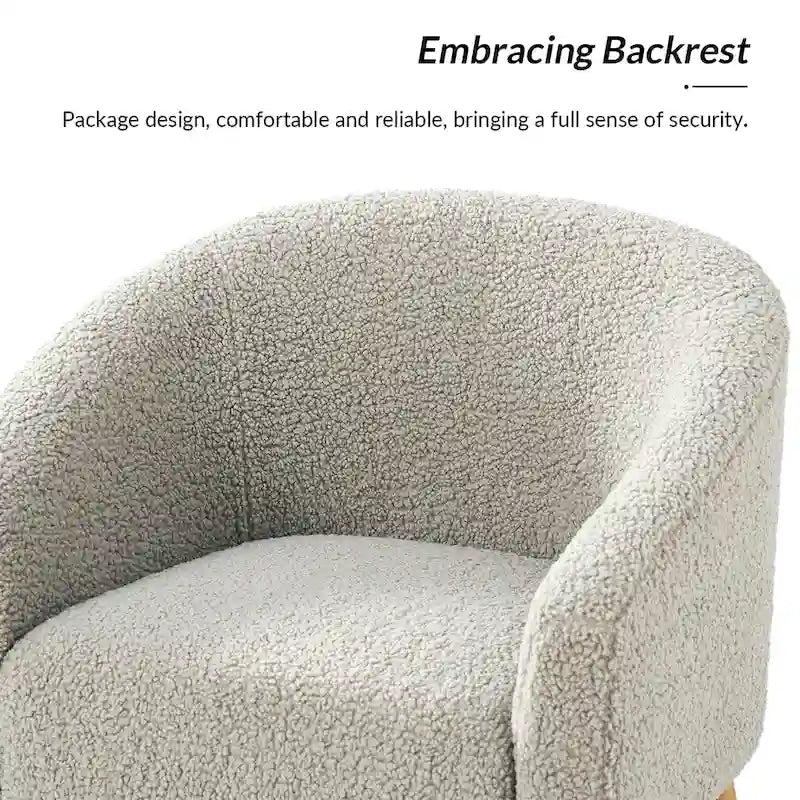 Modern 31W Boucle Armchair with Solid Wood Legs by