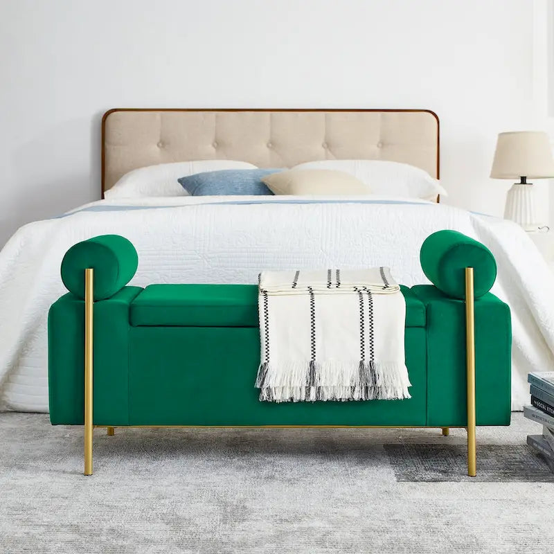 Upholstered Velvet Storage Bench