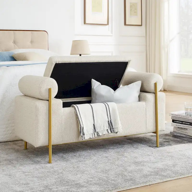 Upholstered Velvet Storage Bench