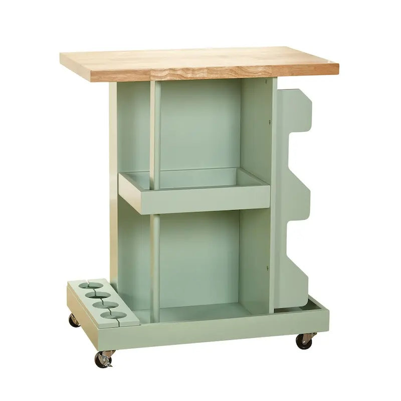 Rolling Kitchen Cart with Wine Storage