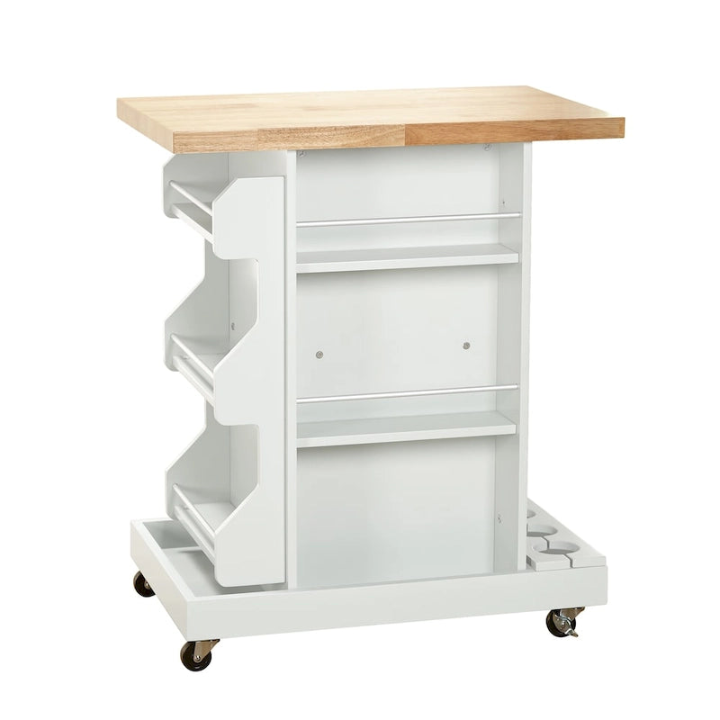 Rolling Kitchen Cart with Wine Storage