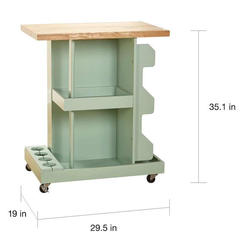 Rolling Kitchen Cart with Wine Storage