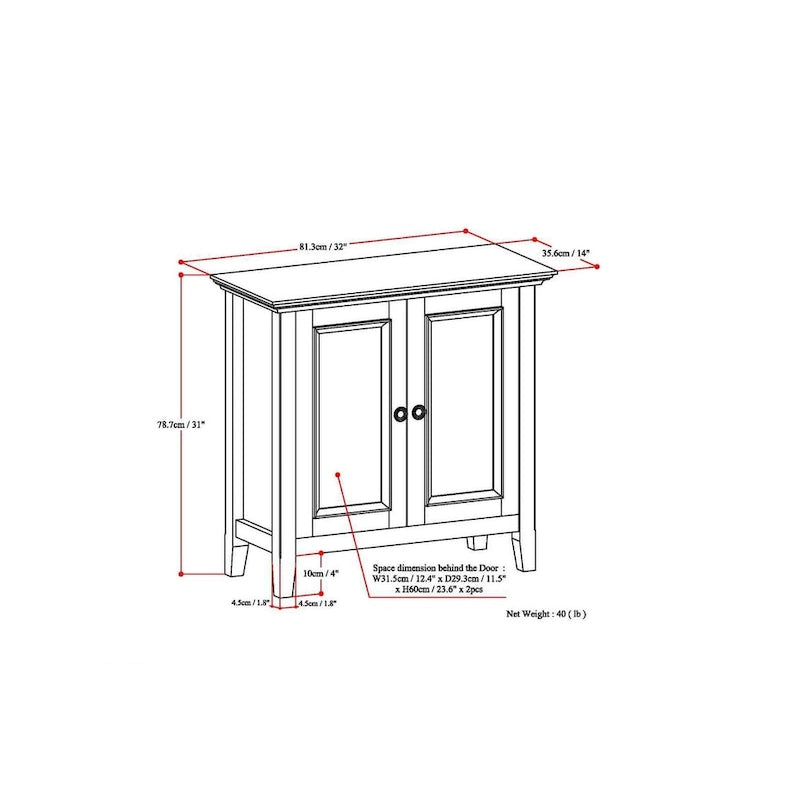 Solid Wood Transitional Low Storage Cabinet - 32w x 14d x 31 h